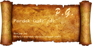 Perdek Győző névjegykártya